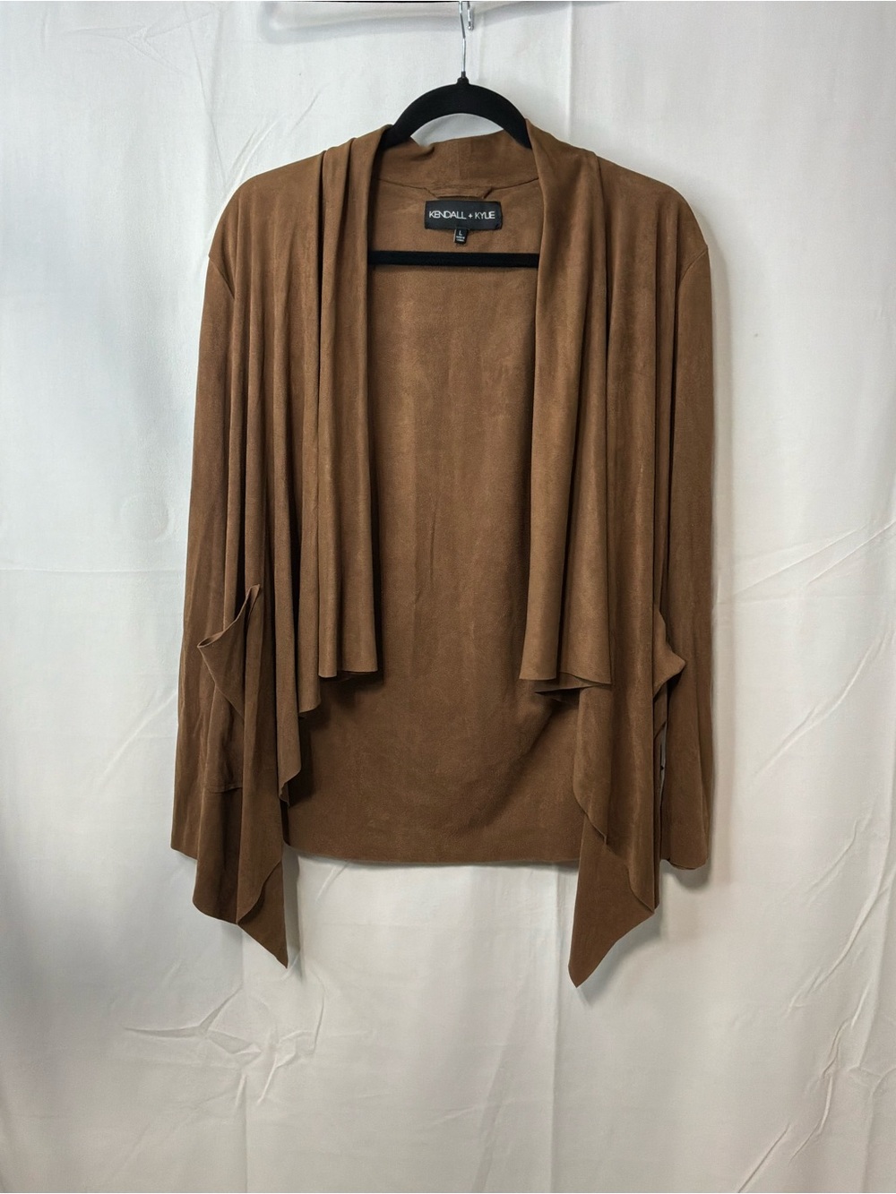 Kendall & Kylie Draped Open-Front Cardigan Jacket in Brown - Picture 4 of 4
